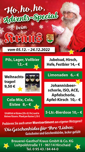 Brauerei Kraus Advents-Specials 2022