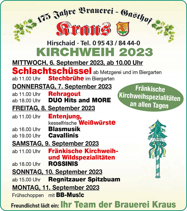 Brauerei Kraus in Hirschaid - Kirchweih 2023